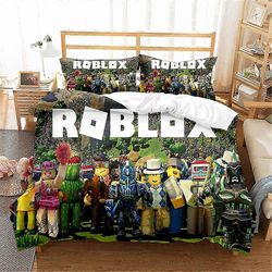 o2736 lakanat pussilakanasetti 3kpl ROBLOX vuodevaatteet setti pehmeä mikrokuitu helppohoitoinen peittopäällinen witn 2 tyynyliinaa teini-ikäisille...