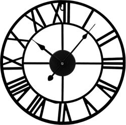 Suuri seinäkello | Suuri keittiön kello | Ontto kello | Musta seinäkello | Seinään kiinnitettävä roomalainen numerokello | 40 cm hwy