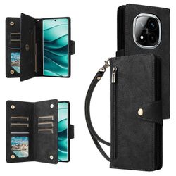 Nahkakotelo Xiaomi Redmi Note 14 Pro 5G 14 Pro + 5G Poco X7 5G vetoketjullinen lompakkoteline puhelimen kansi R Monivärinen Black