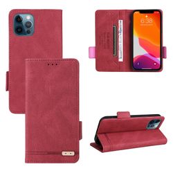 Gangxun Etui til iphone 12 /12 Pro læderetui folio flip med kreditkort slots Etui Coque Rød