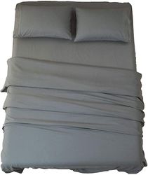 Linkrunning Sengelinned sæt Super Soft Microfiber 1800 Tråd tæller Luksus egyptiske lagner 16-tommer dyb lommeRynke-3 stykke (mørkegrå, tvilling) M...