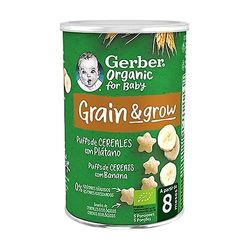 Gerber Organic Baby snacks, cereal puffs with banana +8m 35 g (Fruits - Banana)
