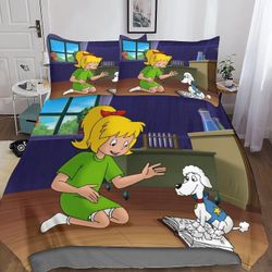 Kerota Bibi Blocksberg vuodevaatteet aikuisille ja lapsille D-printtikuvio Bibi Blockberg pehmeä mikrokuitupussilakana tyynyliinoilla 135*200 CM Do...