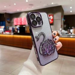 Kaksivärinen gradientti Diamond Swan -puhelinkotelo iPhone 16 15 ProMax 14 13 12 Pro Max Plus 11 Glitter Quicksand -silikonisuojalle violetti iPhon...
