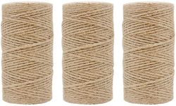 3 stykker af 100m 2 mm naturlig jute reb til diy