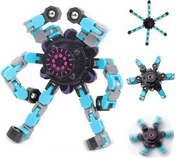 AIR Transformerbar fingerspids roterende top fokus legetøj med DIY transformerbar kæde mekanisk spiral twister blå