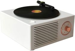 Linkrunning Retro bluetooth højttaler desktop trådløs kreativ bærbar multifunktionel mini højttaler retro vinyl optage lyd (hvid)