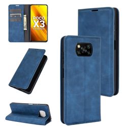 Gangxun Sag for Xiaomi Poco X3/x3 Nfc Premium Læder Magnetisk Lukning Blue