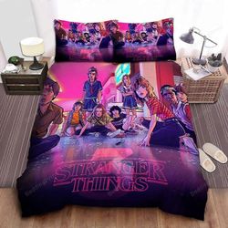 v1081 Lakanat Stranger Things: Viimeinen taistelu Mind Flayer Quilt -pussilakanasetin kanssa3-osainen vuodevaatteet (1 pussilakana + 2 tyynytyynyä)...