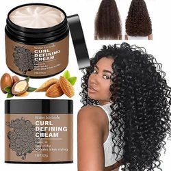 Leave-in Castor Oil Curling Cream - Curl Enhancer & Frizz Control kiharille hiuksille, Defining Curls Styling CreamHydrates & Hair Styling 3pcs