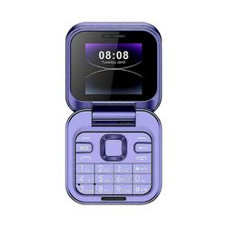 Uusi Mini Flip matkapuhelin 2 SIM-kortti Pieni näyttö taitettava matkapuhelin lukitsematon Flip Phone 2G Flip matkapuhelin eläkeläisille Violetti