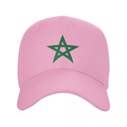 Marocko Flagga Basebollkeps Unisexvuxen Marockansk Stolt Patriotisk Justerbar Pappa Rosa