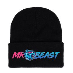 Mr Beast Lightning Cat Print Cuffed Beanie Lue Vinter Varm Strikket Ski Cap Voksne Kids Unisex Bursdag Gaver C