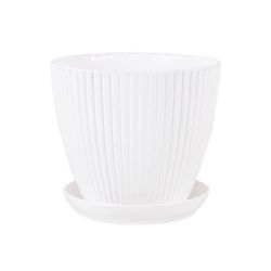 Flower Pot Blå plast blomsterpotte saftig plantepotte med bakke grøn dild rund dobbeltlag lille urtepotte Home Office Desktop dekoration x XL White