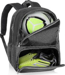 Nuorten jalkapallolaukku - jalkapalloreppu & Laukut koripalloon, lentopalloon ja Jalkapallo | Sisältää erillisen kiinnikkeen ja pallolokeron