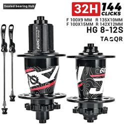 Cykelnav forseglet leje Mtb Mountain Bike Hub Hurtig frigivelse gennem 32 huller skivebremse 6 pawls Qr 32h leje hub bue Mt039 Rød 100x9 142x12 HG