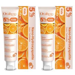 5 % hydroksiapatiittihammastahna lapsille - 5 % nHAP-hammastahna, fluoriton probioottihoito, lasten appelsiinihammastahna 2pcs