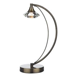 Dar Lighting Luther Bordlampe Antik Messing Krystal, 1x G9