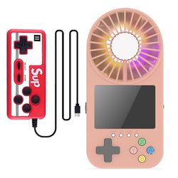 Handhold Luminous Cooling Fan Elektrisk Retro Screen Game Console m / LanyardPink)