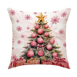 Merry Christmas Pillow Cover 45x45cm Kast putevar Vinter julepynt For Home Tree Deer Sofa Pute Cover 21