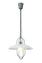 Inspired Lighting Inspireret Deco - Riva - Rise & Fall Dome Loft Vedhæng E27, poleret Chrome, Opal White Glass Shade