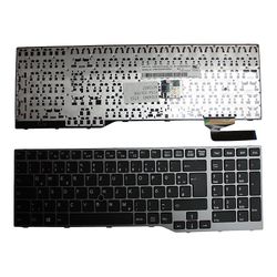 Power4Laptops Fujitsu Siemens MP-12S86003D851W med pointer Silver Frame Sort Tysk layout Udskiftning Laptop Keyboard
