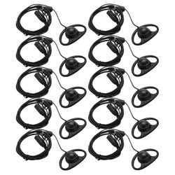 10x 2-stifts avancerad D-form Clip-ear PTT-headset hörsnäckema mikrofon för 2-vägs radioapparater Gp88s Gp300 Gp68 Gp20