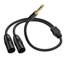 6,35 mm: n TRS-urospistoke 2 dual XLR urosmikrofoniin stereobalansoimaton äänimuunninsovitin y jaettu kaapeli johto-B Musta