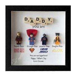 Supersankari Valokuvakehys Seinä Taideteos Retro Sarjakuva Hahmo Perheen sisustus Musta Family 4