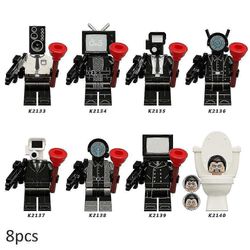 8kpl/setti Skibidi WC-peli Rakennuspalikka Lelut TV Ihmiset Puhujamies Monitori Kameramies Hahmot Nukke Koristelu