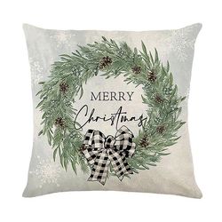 Merry Christmas Pillow Cover 45x45cm Kast putevar Vinter julepynt For Home Tree Deer Sofa Pute Cover 8