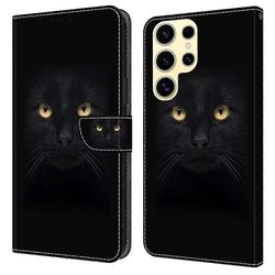 Samsung Galaxy S25 Ultra -kotelolle magneettilukko 3D-kuvioinen nahkainen lompakon puhelimen kansi - musta kissa Monivärinen Black Cat