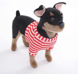 Heytea 10 tuuman dobermannipinseri koiran täytetty eläin - musta ja ruskea todentuntuinen ja realistinen pehmolelu pentu koira seisoo