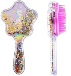 Hår kam, Paddle-Style hårbørste for små piger, Anti-Knot og Spænding-Fri (Purple Enhjørning)