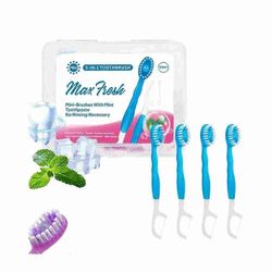 5 in 1 hammasharja ja hammaslanka, kertakäyttöiset minihammasharjat liikkeellä ollessasi Minttu 10pcs
