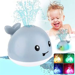 Mylight Vanntett Light Up Whale Spray Vann Badekar Leker For småbarn Infant Kids Boys Girls, Pool Bathroom Baby Bath Toy Grå