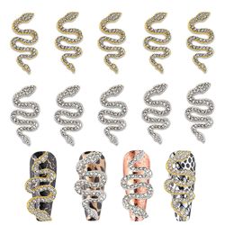 Snake Alloy Nail Art Smycken Guld Och Silver Snake 10 Väskor Lämplig För Nageldekoration Smycken Making Crafts