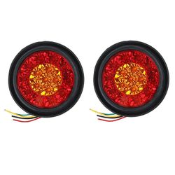 2 stk 16 Led tofargede baklykter Runde baklykter For lastebiler Bremsestopp Blinklys Baklys For biler Lastebiler Tilhengere 2pcs red yellow