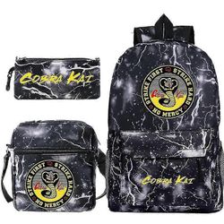 3 kpl setti Cobra Kai Reppu Lapset Koululaukut Rennot laukkupakkaukset Printit Reppu Teini-ikäisille Tytöt Pojat Matkalaukkupakkaukset 8
