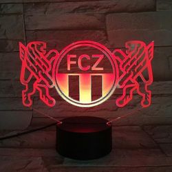 Zürich Fcz 3d Led Night Light Lasten Makuuhuone Jalkapalloseura Pöytävalaisin