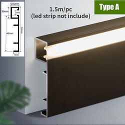 Arysiedder Dropship 1-1,5 m 5 cm Led Aluminiumprofil Baseboard Hård Bar Strip Ljus Ytmonterad Metall Väggsockel Kanal Linjär Lampa Typ A 1,5 M 50pcs