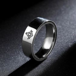 Bricks Masons Firkantet kompas g sølv frimurerisk ring 6 mm sølv 12