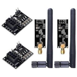 2kpl NRF24L01 + PA + LNA RF-lähetin-vastaanotinmoduuli SMA-antennilla 2.4 GHz 1100M + NRF24L01 langaton moduuli musta