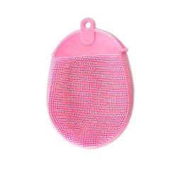 2pcs Silikone Massage Bad Brush Med Hook Soft eksfolierende handsker Baby Brusere Rengøring Mud Dirt Remover Scrub Brusere Bubble Pink