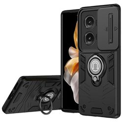 Motorola Edge 50 5G -kotelolle, liukuva kamerasuoja, jalusta, PC+TPU-puhelimen suojakuori - musta Monivärinen Black