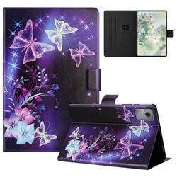 Lenovo Tab M11 TB-330FU kotelo kuvio painettu jalusta litchi tekstuuri nahka tabletin kansi kortilla Monivärinen Purple Butterfly