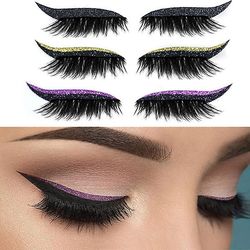 Witdreamer Øjenvipper klistermærker Genanvendelig Glitter Eyeliner Stage Eye Makeup Klistermærker Guld