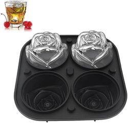 Rose Ice Cube Bakker Silikone Rund Ice Cube Form med Låg Ice Ball Maker Form (Sort)