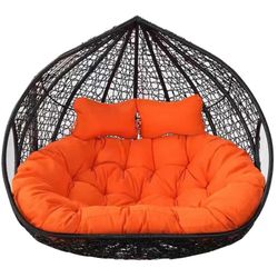 2-istuttava riipputuoli ulkokäyttöön tuplakorityynyllä, oranssi/punainen, 170 x 120 cm, puutarhariipputuoli