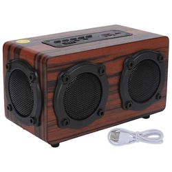 Mickcara Tre retro bluetooth trådløs høyttaler bærbar stereo musikkspiller vintage høyttaler støtte radio minnekort aUX-inngang